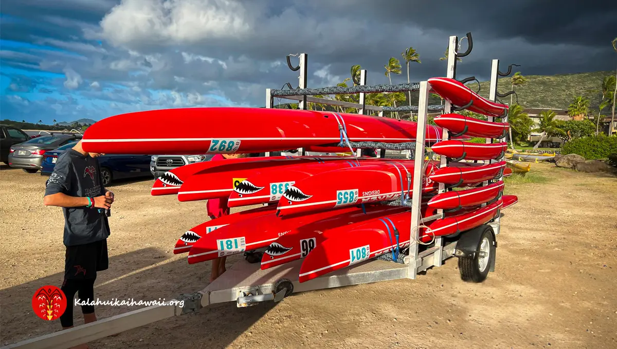 KLK OC1 Outrigger Canoes on Trailer